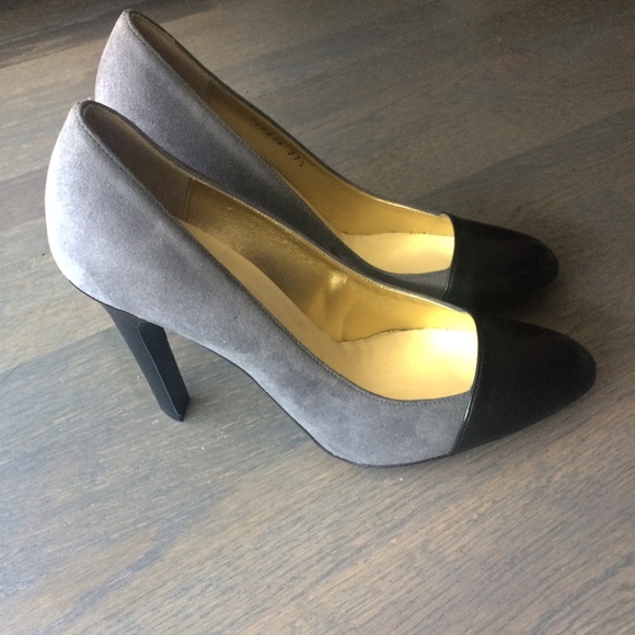 Stella McCartney | Grey suede/black cap toe pumps - Picture 3 of 8